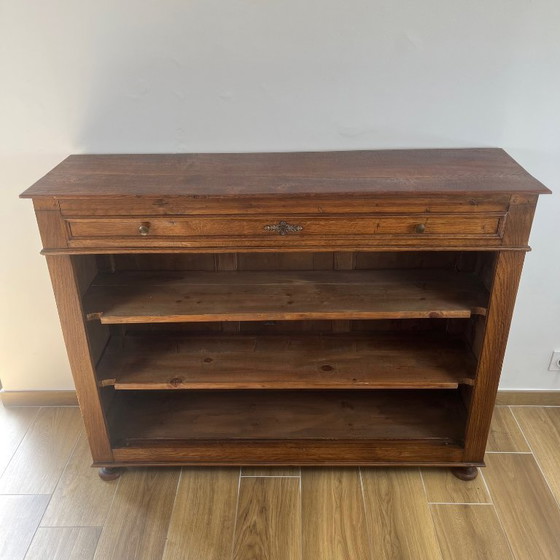 Image 1 of Offenes Sideboard/Vitrinenschrank aus Eiche im Landhausstil, 1930/50