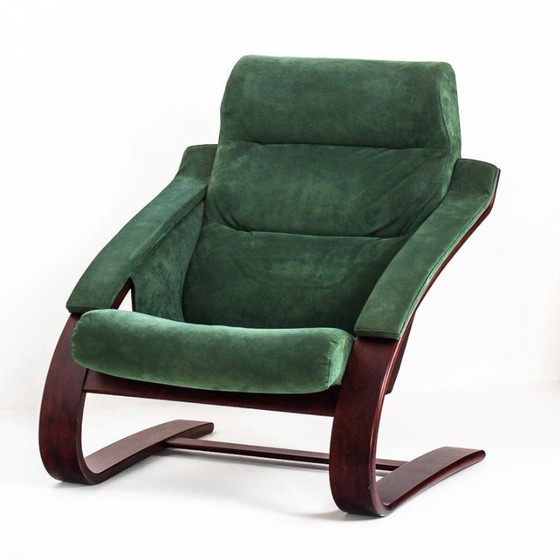 Fauteuil vintage en Alcantara. Åke Fribyter pour Nelo Möbel. Suède. Années 1990. – Wood (photo 5 of 11)