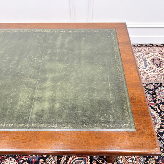 Klassiek Engels Schrijftafel Bureau – Leather, Wood (photo 12 of 14)