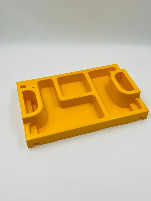 Gelber Schreibtisch-Organizer im Space-Age-Stil der 1970er Jahre