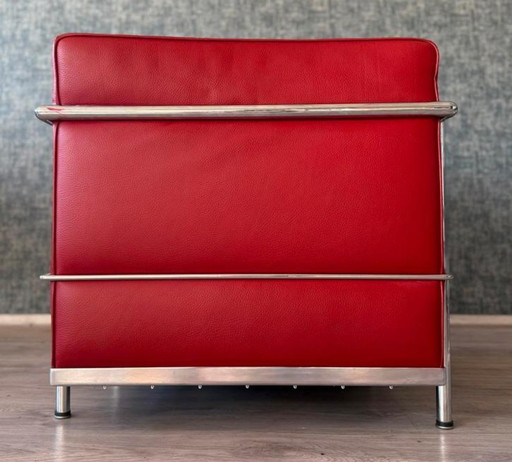 Vintage LC2 Le Corbusier armchair in Red Leather, Italy, 80s