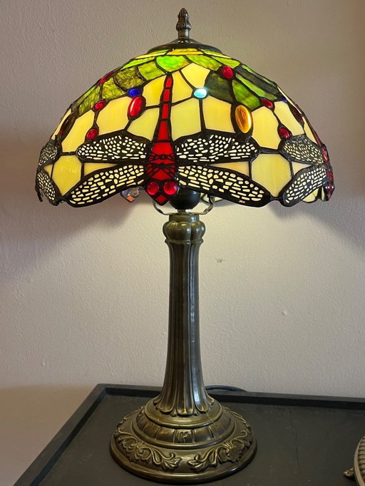 Xl size Libelle stained glass lamp art nouveau style