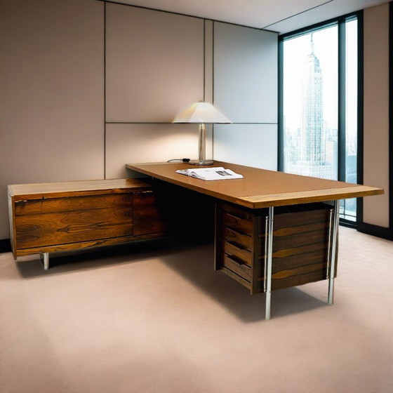 Image 1 of Mid Century Sven Ivar Dysthe para Dokka Mobler escritorio ejecutivo esquina Palisandro 1960