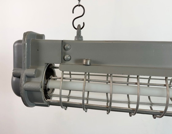 Image 1 of Grijze industriële hanglamp met buisconstructie van Elektrosvit, jaren 70.