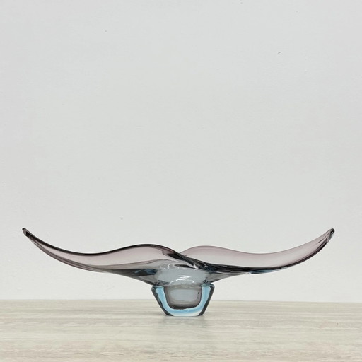 Cuenco de centro de mesa de cristal Murano sommerso, años 60 Italia