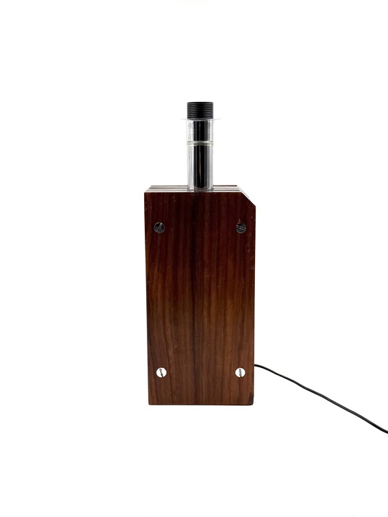 Image 1 of Lámpara de mesa estilo Hollywood Regency, base de madera y lucita, Italia, década de 1970