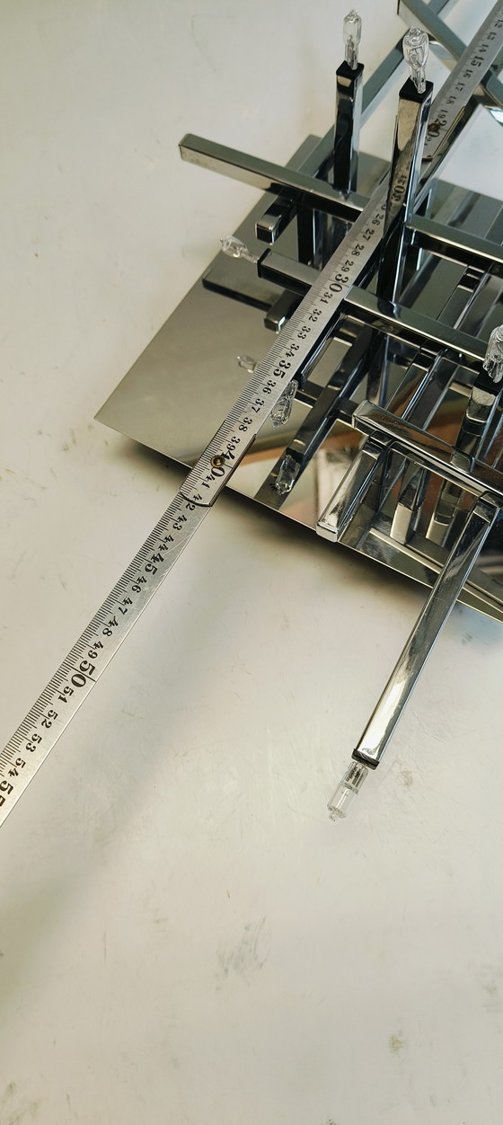 Image 1 of Modernist chrome sofa Germany halogen ceiling lamp from the 1980s in the style of Sciolari