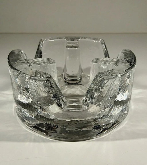 Vintage Georgshütte Réchaud / Piédestal / Bougeoir chauffe-plat / Verre Fire and Ice