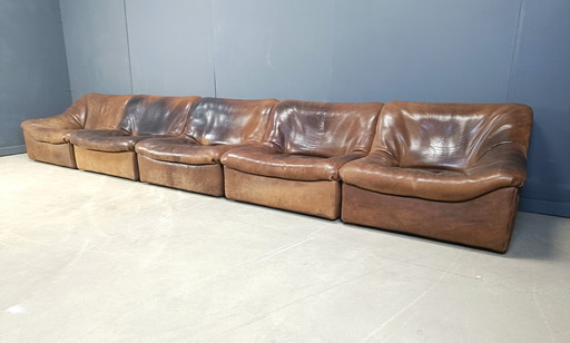 Canapé modulable DS46 en cuir, 5 pièces, par De Sede, 1970