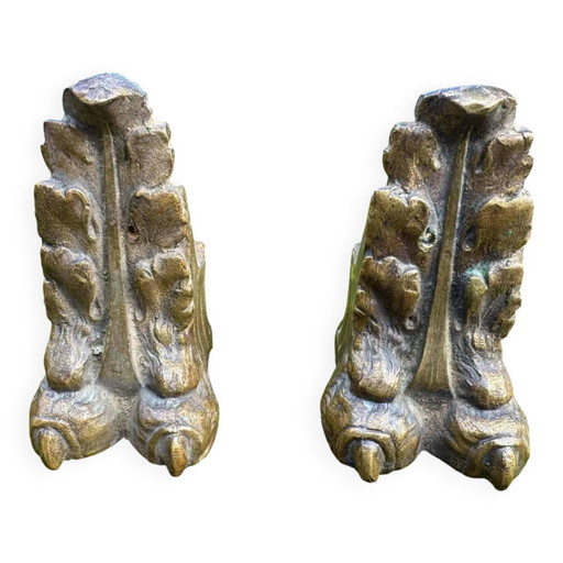 2 bronzen klauwvoet meubelornamenten Art Nouveau