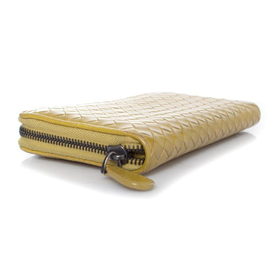 Image 1 of Bottega Veneta, Lime green intrecciato nappa zip wallet