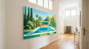 XXL Mid-Century Pool 01 Architecture – Premium Acrylic Glass Wall Art 170 × 100 cm