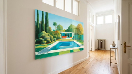 XXL Mid-Century Pool 01 Architecture – Quadro da parete in vetro acrilico di alta qualità 170 × 100 cm (photo 4 of 6)