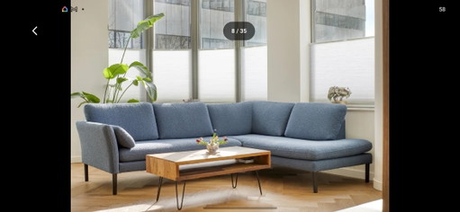 Canapé d'angle scandinave avec table basse en bois