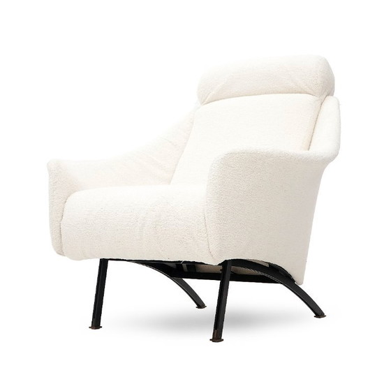 Image 1 of Pair of white bouclé armchairs, 1950s