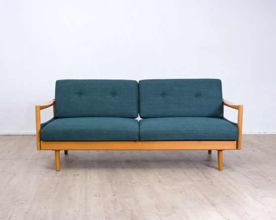Image 1 of Sofá/diván "Stella" de los años 60, una pieza rara fabricada en madera maciza de haya por Walter Knoll.