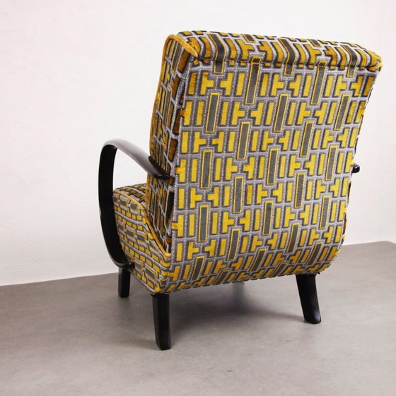 Image 1 of 2x Fauteuils "Gold Tetris" van Jindrich Halabala
