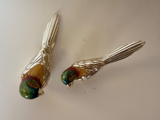 Image 1 of Uccelli smaltati in argento sterling Saturno