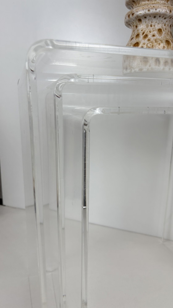 Image 1 of 3 x Vintage lucite perspex plexglass nesting tables mimi set