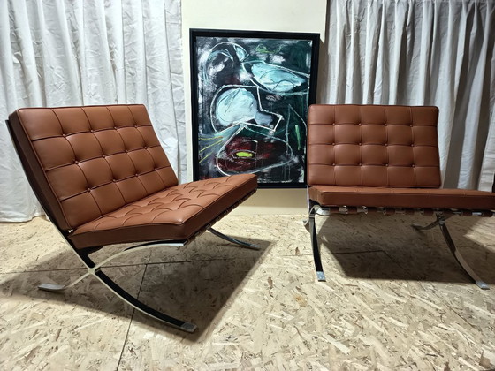 Image 1 of Sillones KNOLL Studio Barcelona (NUEVA Serie 2026) en piel natural (color coñac)