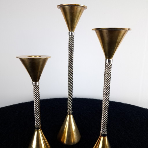 Juego de 3 candelabros vintage de Memphis de la década de 1980. – kandelaars en kaarsen, Brass, Metal (photo 2 of 7)