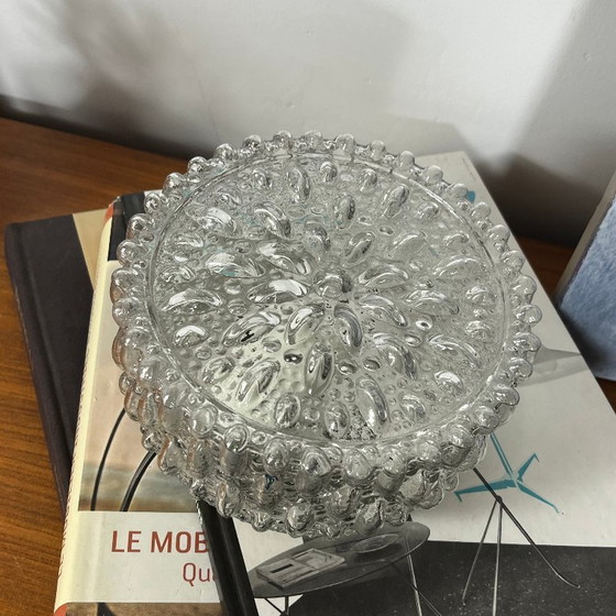 Petite Applique Murale Ronde Plafonnier en Verre Moulé Vintage 1970 1980 – Glass (photo 2 of 9)