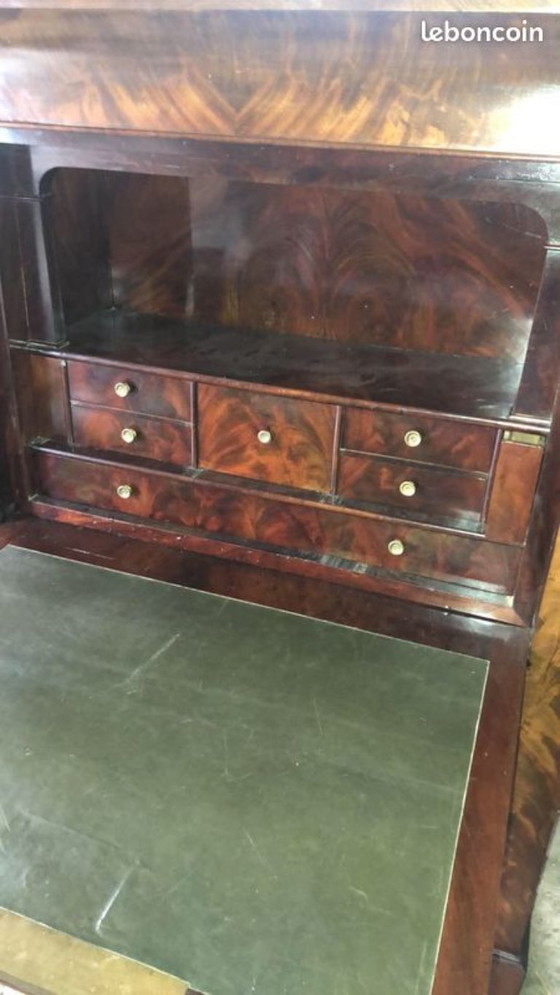 Secretary desk, Charles X period, flamed mahogany – Filing cabinets, Wood (photo 7 of 8)