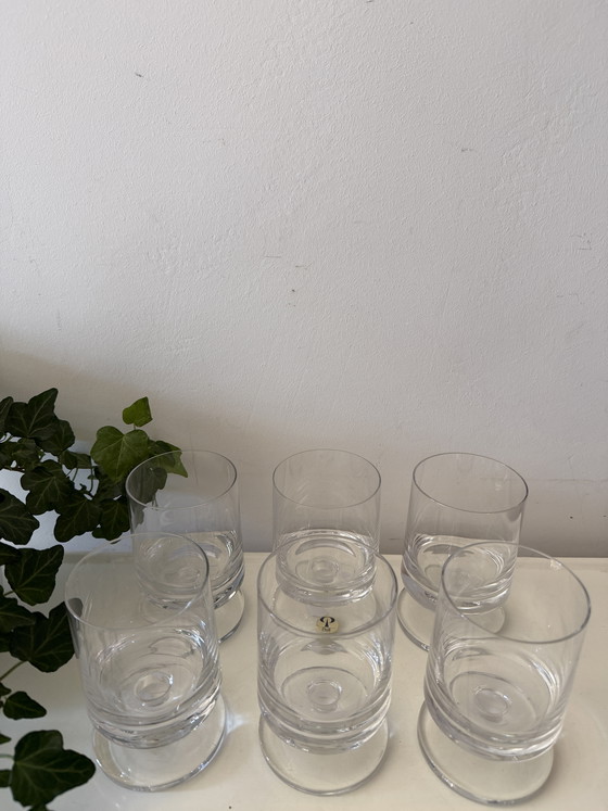 Image 1 of Set van 6 voetglazen Peill kristal