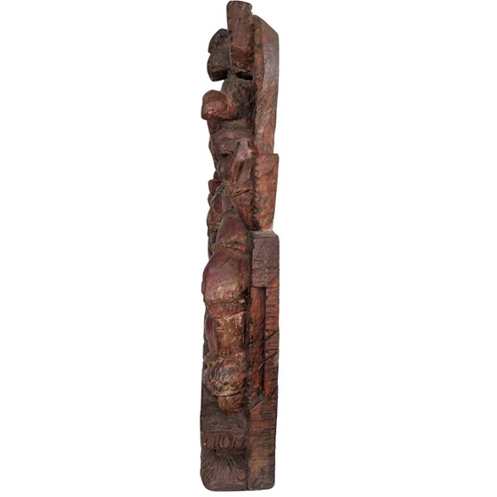 Pannello di Tempio Polìcromo Indiano del Sud Antico – Ganesha – circa 1820 – 49 cm – Decorazioni murali (photo 4 of 5)