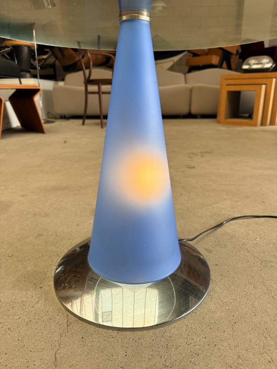Tavolino/lampada Birillo, Parisotto for Fontana Arte, Tavolini, Cromo, Plastica, Blu, Modern (foto 12 di 12)