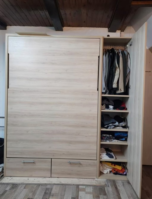 Cama plegable Easyliving 140x200: cama abatible de lujo + mueble auxiliar + colchón (factura)