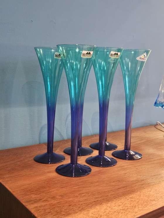 Image 1 of High Crystal Champagne Blue Purple Green Vintage