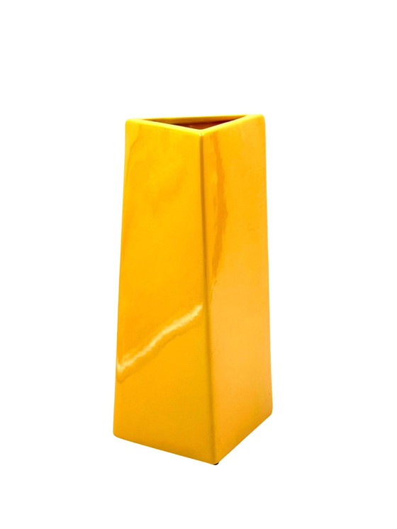 Image 1 of Vase en céramique jaune de l'ère spatiale, Pietro Arosio, Parravicini Italie vers 1960
