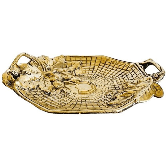 Image 1 of Antique French Art Nouveau vide-poche dish, brass bonbon dish, 1910s