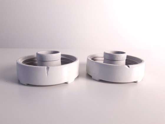 Image 1 of Wilhelm Wagenfeld ceiling lamp, 1 of 3 impressive round glass ceiling lamps by Lindner, Bauhaus lamp; STILL 3 AVAILABLE