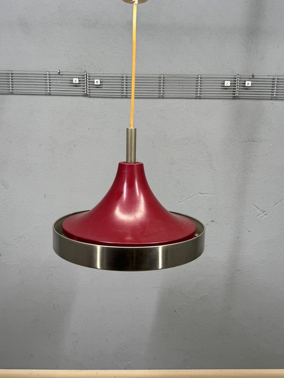 Image 1 of Red metal pendant lamp 1960s