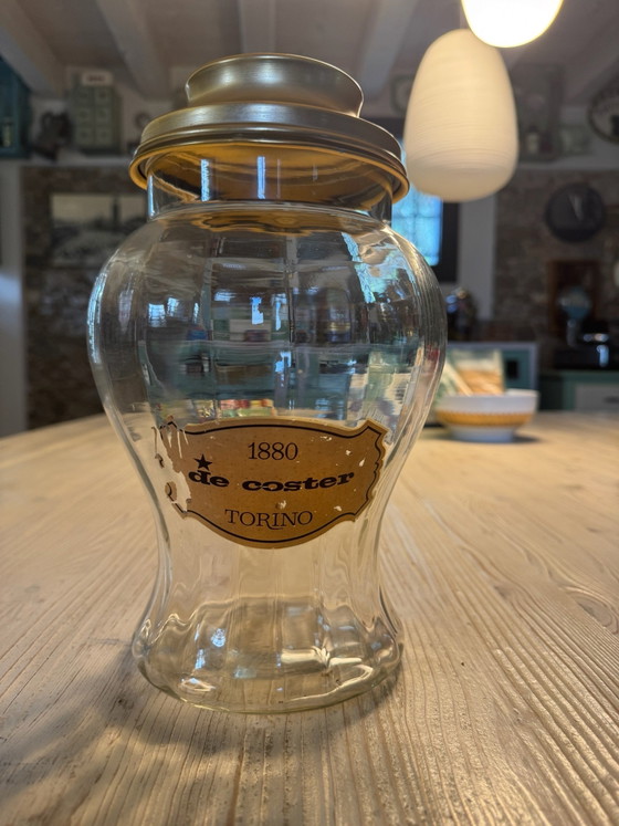 Vintage De Coster Torino advertising glass jar, 1960s – Decoration, Metal (photo 5 of 6)