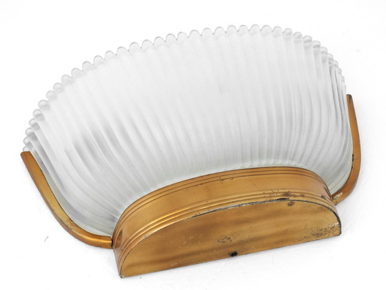 Image 1 of Lampada da parete Archimede Seguso Italia in cristallo pressato e ottone, design anni '30