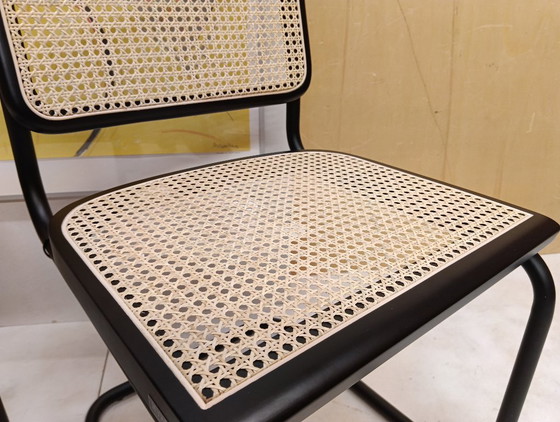 Image 1 of ALIVARMVSEVM 104. SET of 2 CESCA B32 Chairs (NEW) in Black Frame Limited Edition 