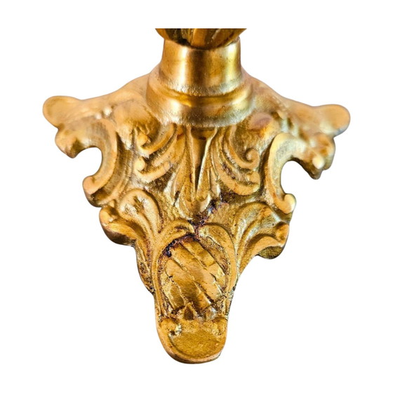 Image 1 of Bougeoir doré antique - Style baroque - Laiton - Hauteur 10 cm - Bougeoir de table décoratif