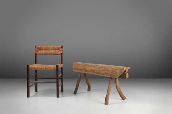 Image 1 of Panca rustica ricavata da un tronco d&#39;albero, Francia, anni &#39;50 del XIX secolo