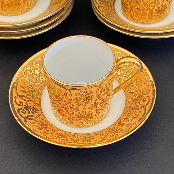 Image 1 of Juego de 6 tazas de café espresso de porcelana Bernardaud Limoges con dorado