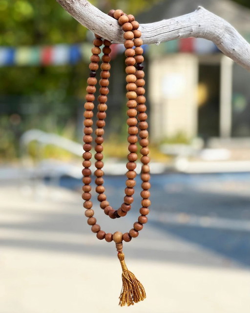 Sandalwood Mala: Tibetan Buddhist Prayer Beads Mala with Rosewood Markers