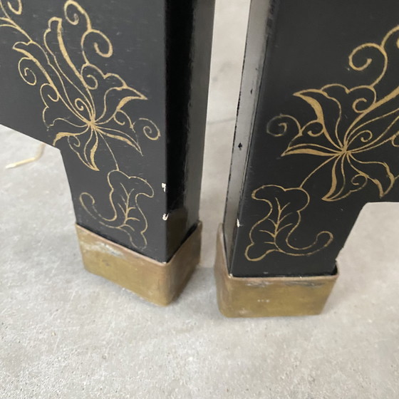 Image 1 of Mid - Century Chinese Room Divider Speck Stone Hand Painted 1950s