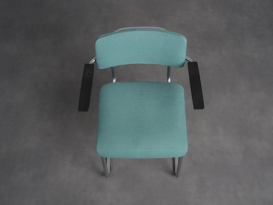 Set of 3 Modernist Cantilever Armchairs, Netherlands, 1990s, Dining chairs, Wool, Grey (photo 7 of 10)