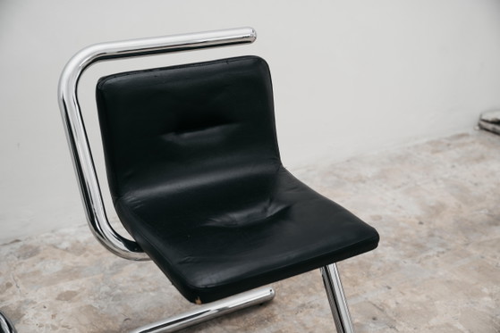 Image 1 of Paar Luigi Bardini Design-Sessel aus den 1970er Jahren aus verchromtem Stahlrohr