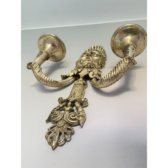 Image 1 of Vintage Greek Tragedy Masque wall lamps in silver-plated cast alloy