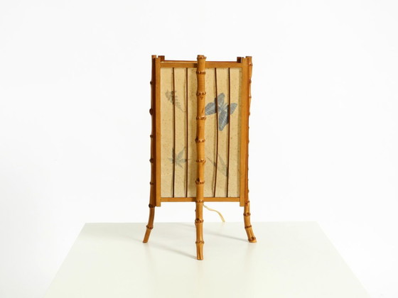 Beautiful French Mid-Century Modern Table Lamp Made Of Bamboo And Parchment Paper (photo 4 of 20)
