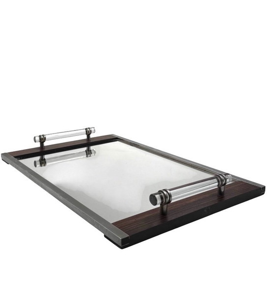 Image 1 of Modernist mirrored tray, in the manner of Jacques Adnet France 1940 /1950