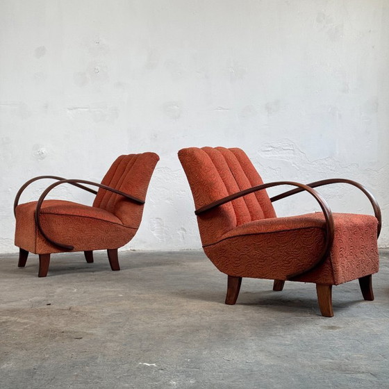 Image 1 of Pareja de sillones Halabala H-410, década de 1930 – Art Déco checoslovaco